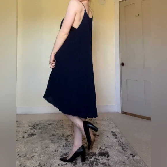 Philosophy Blue and Gold Tiered High Low Sundress Beach Coverup Flowy Stretchy - Picture 10 of 12